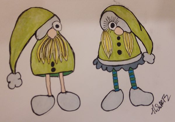 cartoon of one eye peeking gnomes